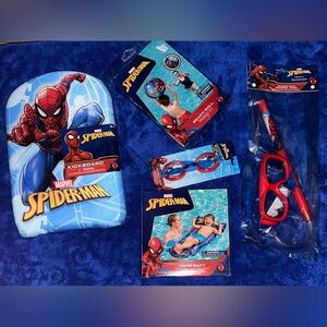 Marvel Spiderman Kickboard, Swim Raft,Beach Ball,Goggles & Snorkel Mask 3+ to 5+